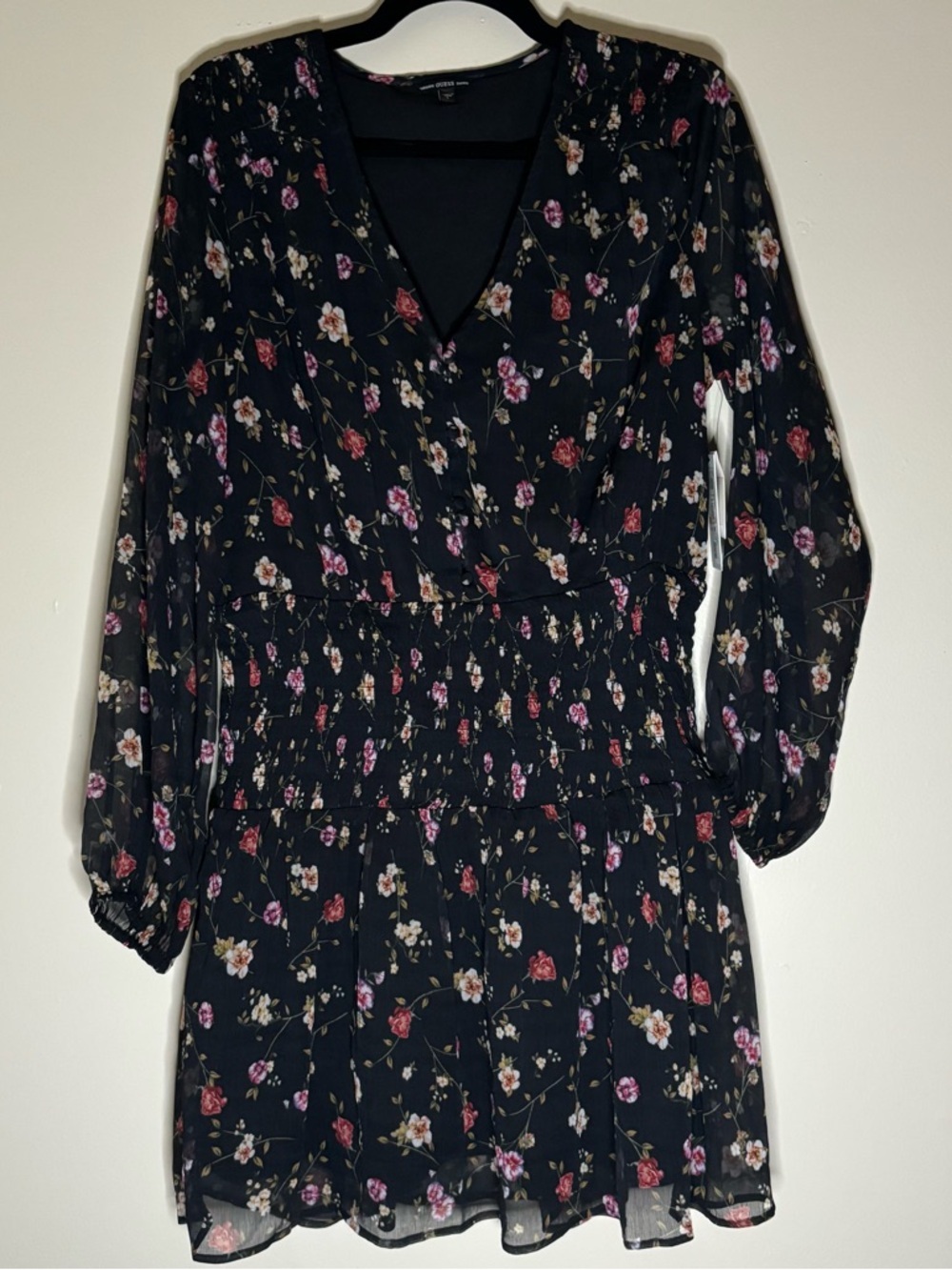 NWT GUESS Whimsy Floral Long Sleeve Laureen Dress Size L